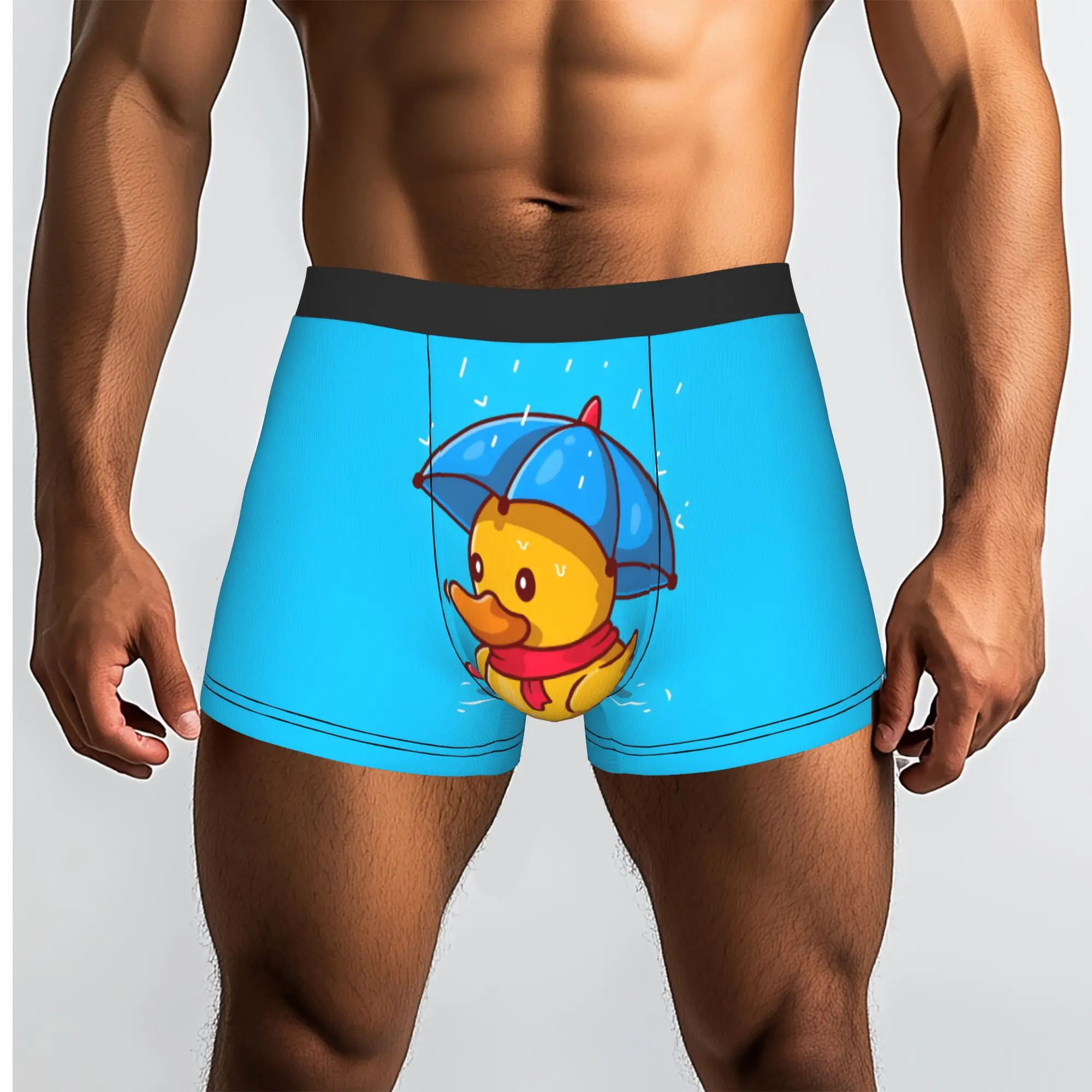 Custom Cute Duck With Umbrella In the Rain Cartoon Underwear Male Printed  Boxer Briefs Shorts Panties Breathable Underpants