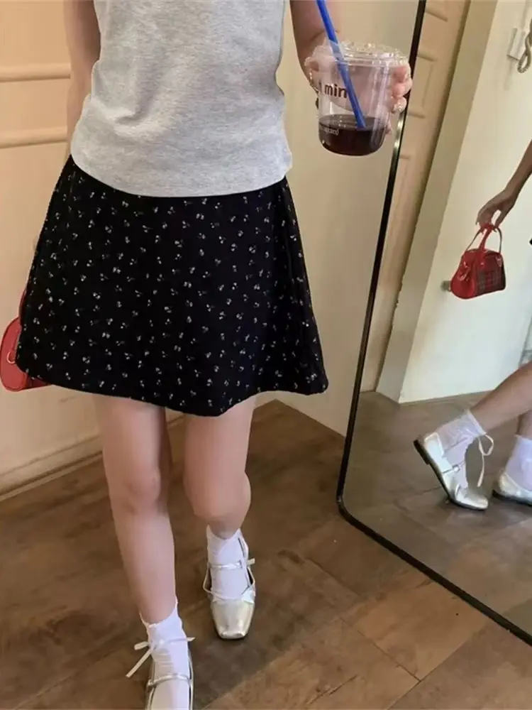 Summer Floral Print Skirts High Waisted Straight A-line Short Skirt Streetwear Slim Fashion Mini Dress Casual Ruffled Mini Skirt