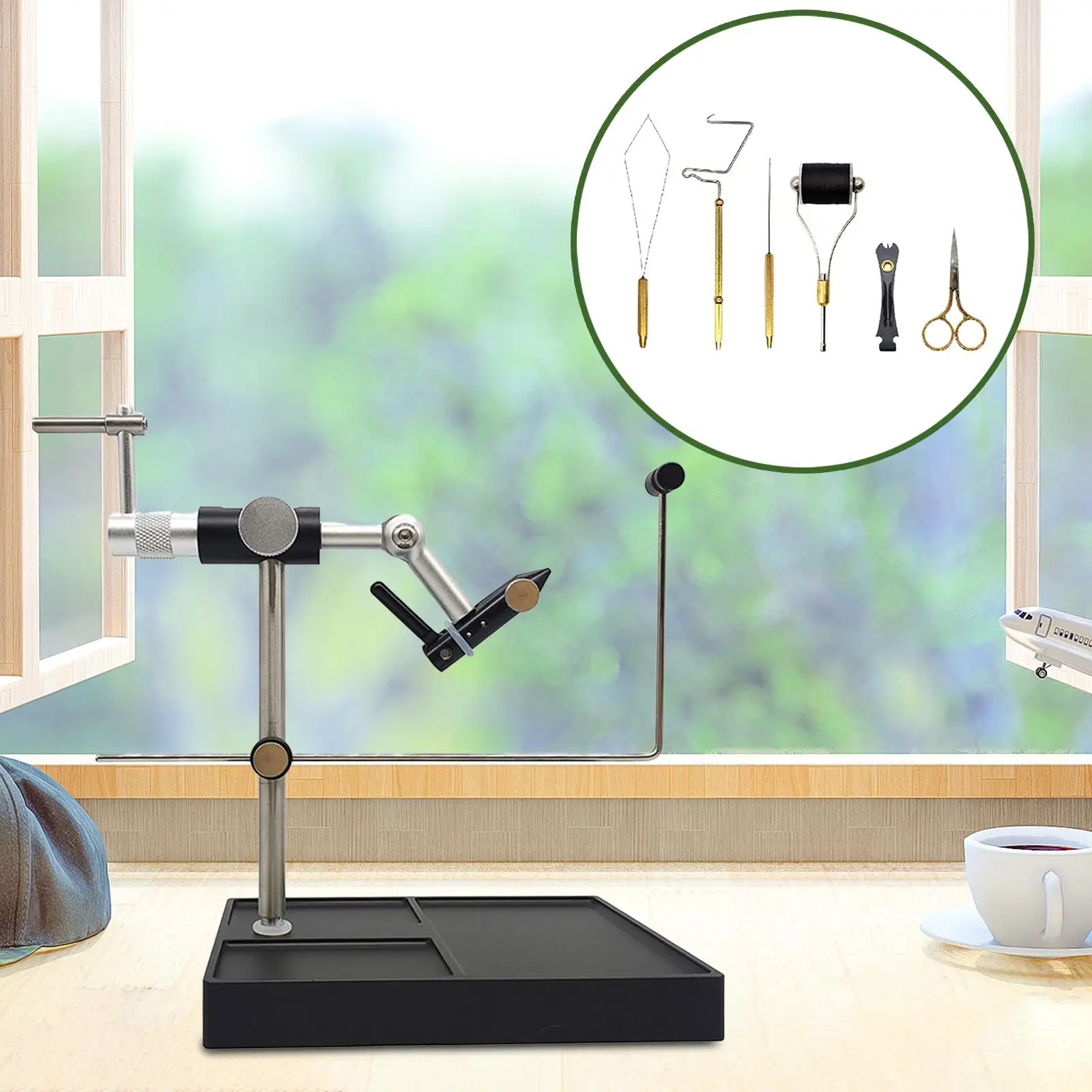 Imagem -04 - Bem Feito e Fácil de Usar Rotary Fly Tying Vise Ferramenta com Base de Pedestal