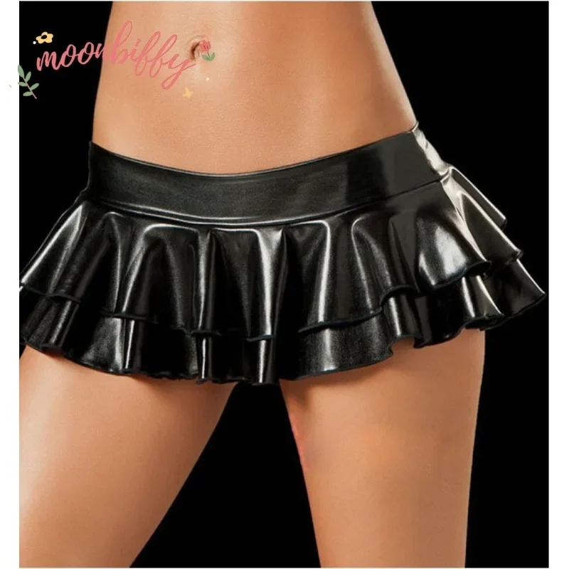 Sexy LaTeX Skirt Women PVC Pole Dancing Club Wear Short Skirts 6 Colors Patent Leather Micro Mini Skirts Dancing Skirt