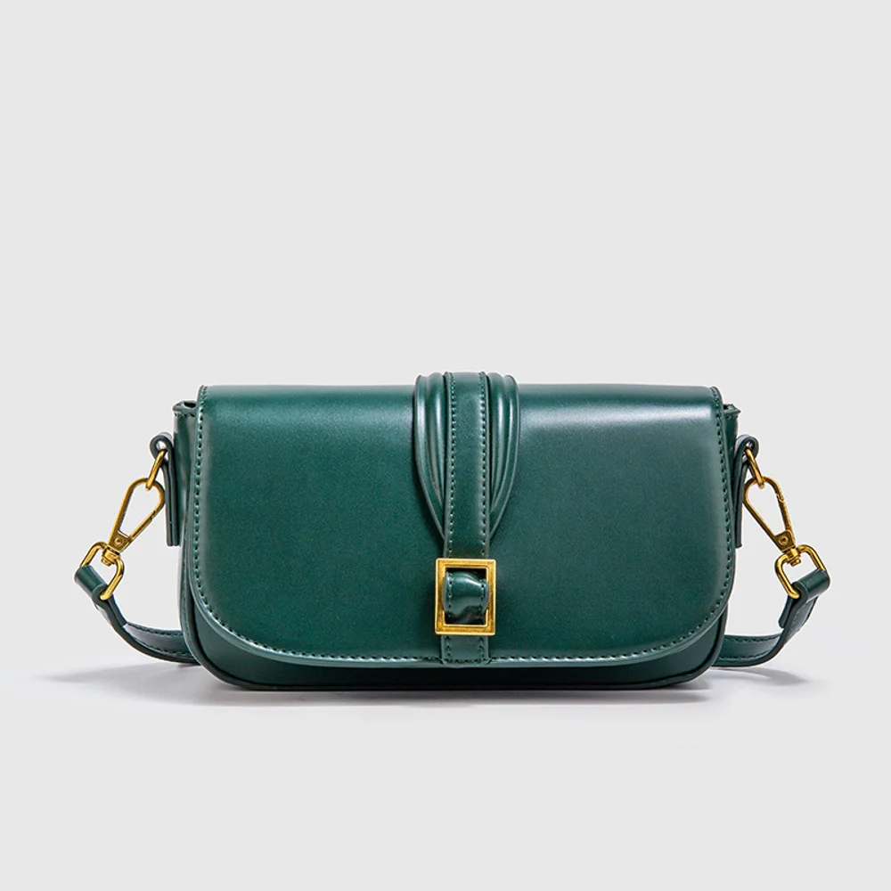 

2025 New Tofu Bag Green Classic Buckle Decoration Single Shoulder Crossbody Bag Mini Versatile Small Square Bag