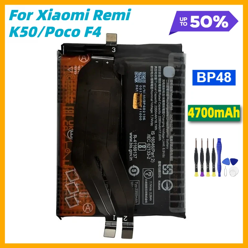 

Аккумулятор BP48 4700 мАч для Xiaomi Remi K50 Game/Poco F4 GT, сменные аккумуляторы для телефона, быстрая доставка