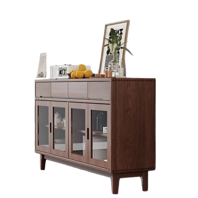 خزانة جانبية لتناول الطعام من الخشب الصلب، خزانة قديمة، خزانة، غرفة معيشة بسيطة وحديثة