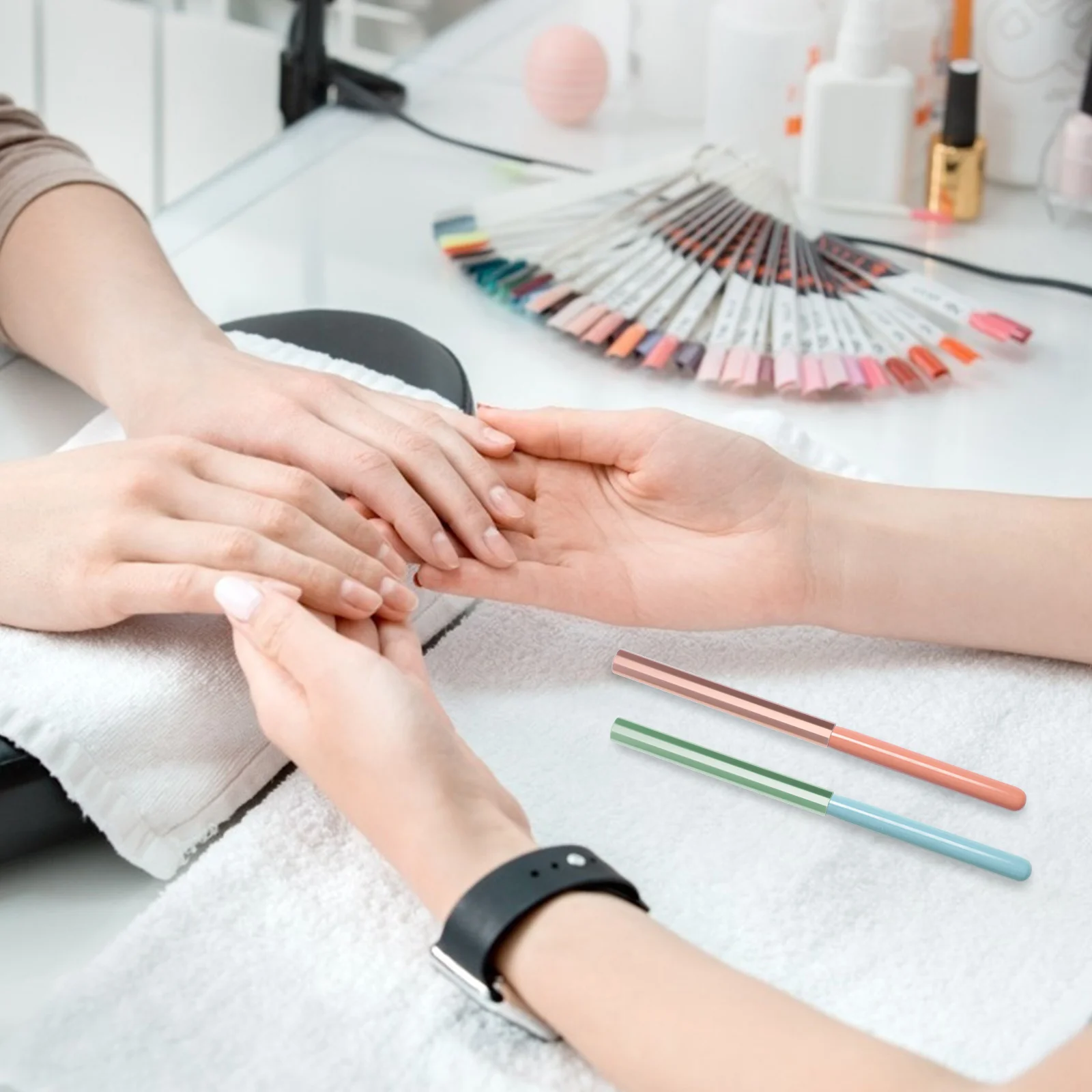 

6 Pcs Nail Pen Cap Manicure Brush Caps Crystal Extension Zinc Alloy Cover Matte Polish