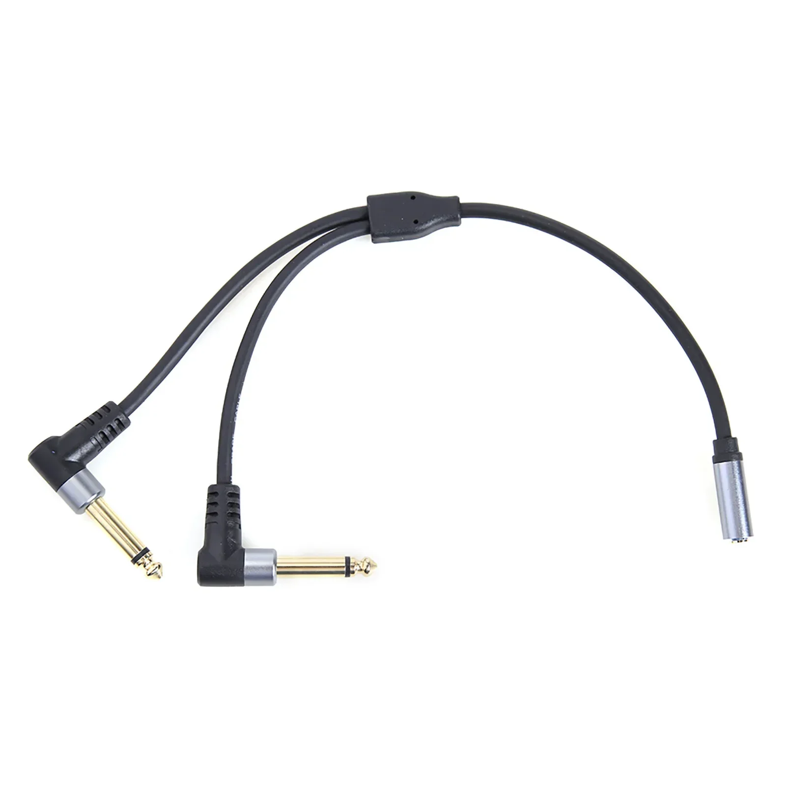 3.5mm 1/8\'\' TRS Stereo Female Jack to Dual 1/4\'\' 6.35mm Male Right Angle Plug 6.5 TS Mono Audio Y Splitter Cable for Speaker