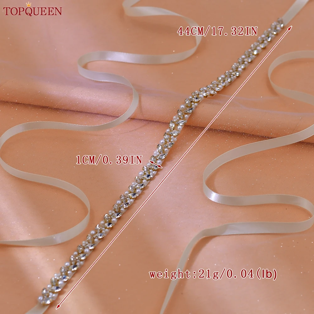 TOPQUEEN S383-G الذهب حجر الراين الزفاف حزام رقيقة المرأة فستان رسمي ارتداء وشاح جوهرة وصيفه الشرف اكسسوارات الزفاف حجم كبير