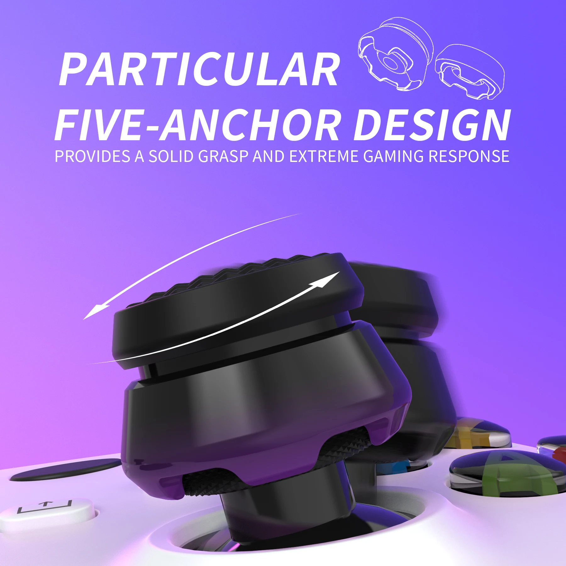 PlayVital-xboxコアコントローラー用のサムスティックエクステンダー、ジョイスティックキャップ、xbox oneコントローラー用グリップ、サムスティック、4色