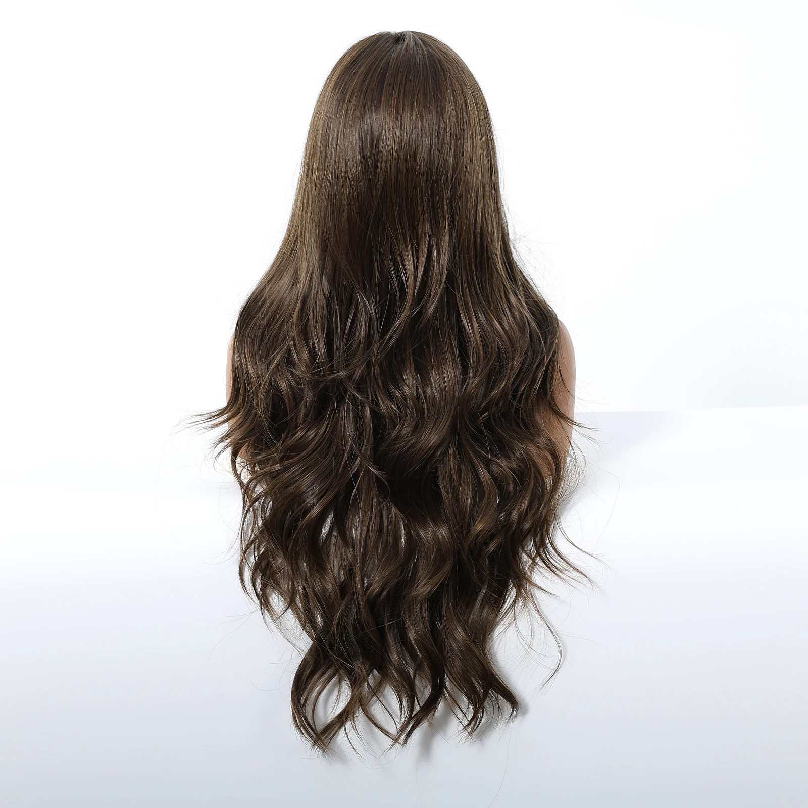 Peluca sintética de unicornio rubio, pelucas onduladas y rizadas marrones con flequillo, fiesta de Cosplay, uso Natural, fibra resistente al calor para mujeres y niñas