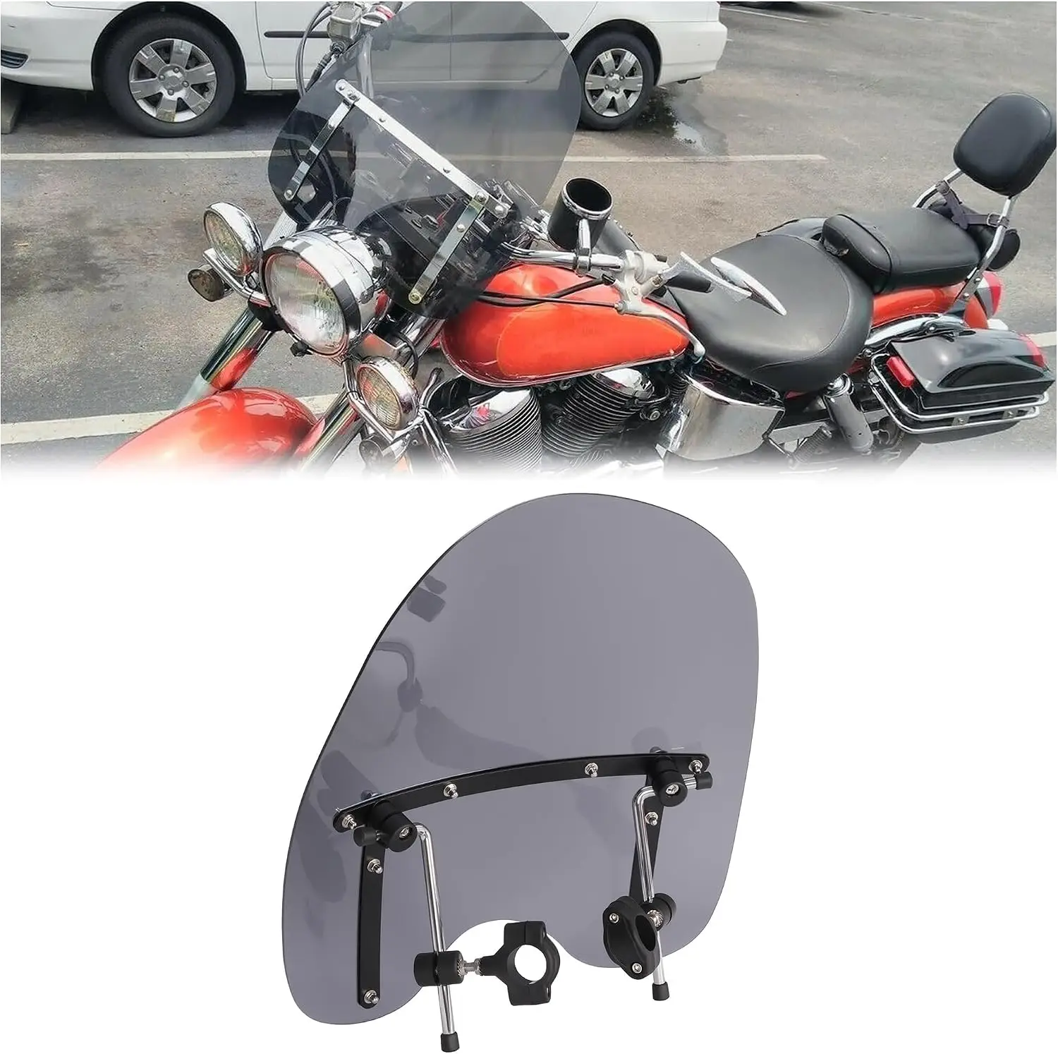 Universal Tinted Windshield 19"x17" Compatible with Yamaha Honda