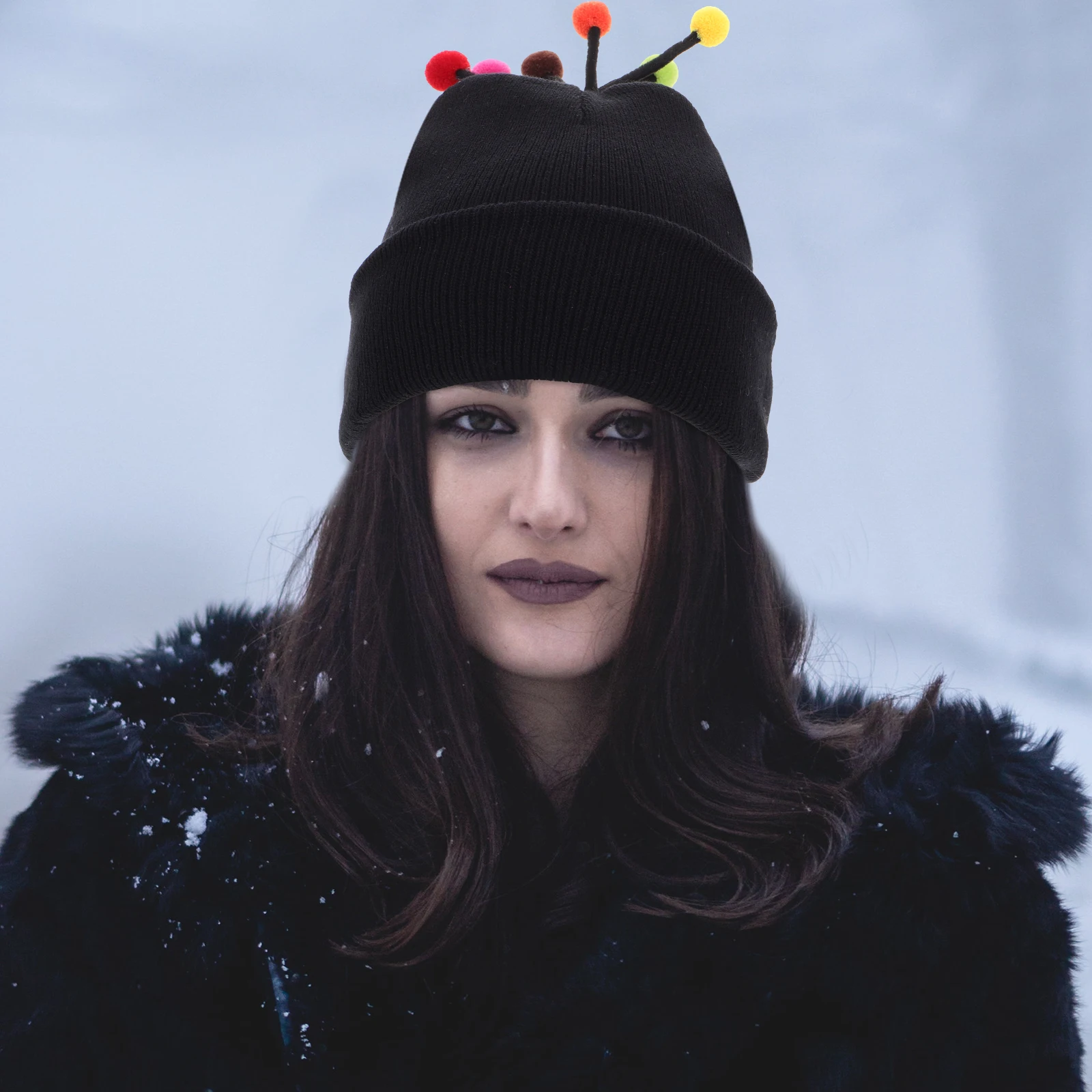 

Autumn And Winter Funny Ball Knitted Hat Men Women Acrylic Beanie with Pom for