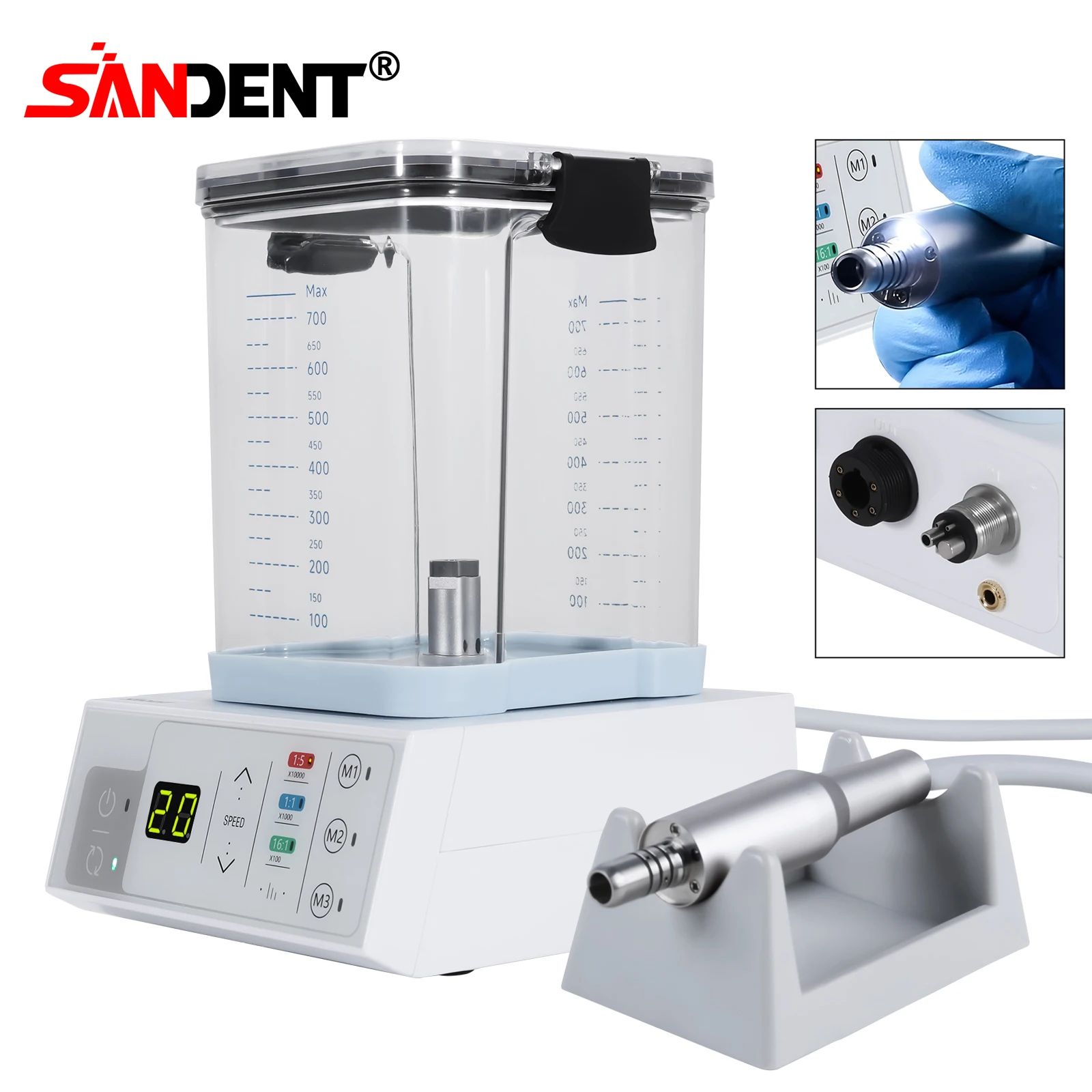 

Электрический микромотор SANDENT для стоматологических операций, бесщеточный, со светодиодной подсветкой, тип E, с резервуаром для воды, для практики