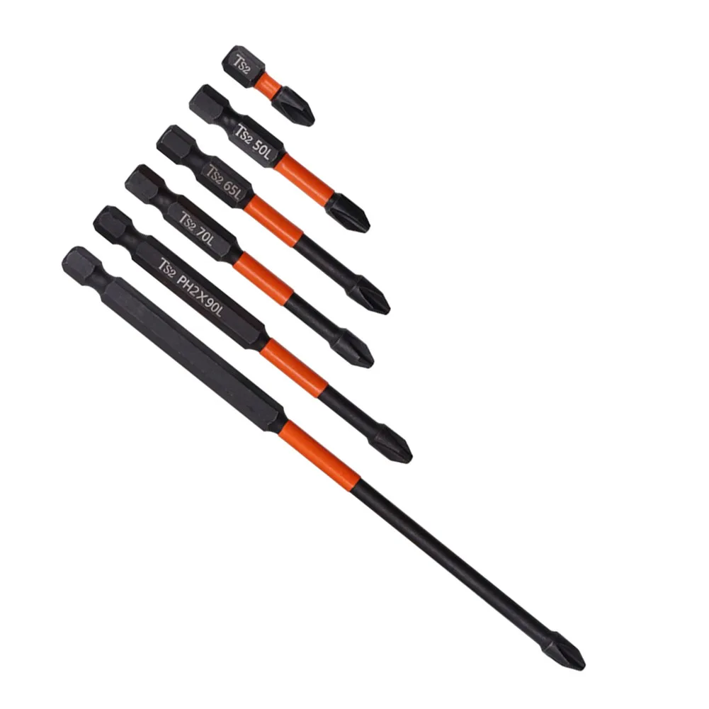 

6pcs PH2 Screwdriver Bit Magnetic Alloy Steel Phosphating 1 4Inch Hex Shank Cross Screwdriver For Hand Drills 25-150mm