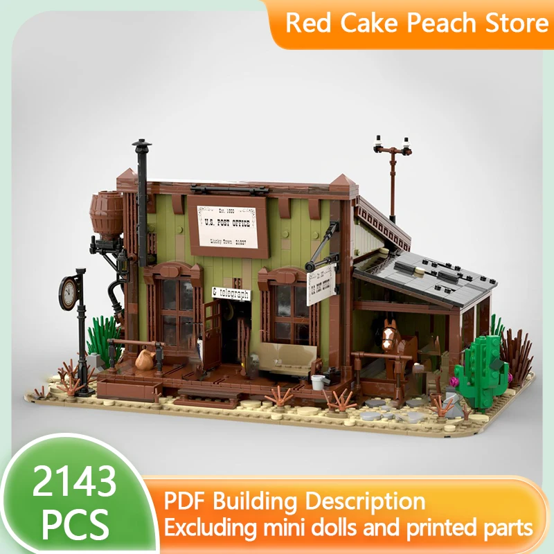 Street View Model MOC Building Bricks Retro Western Post Office Modular Technology Gifts Holiday Assemble Children Toys Suit