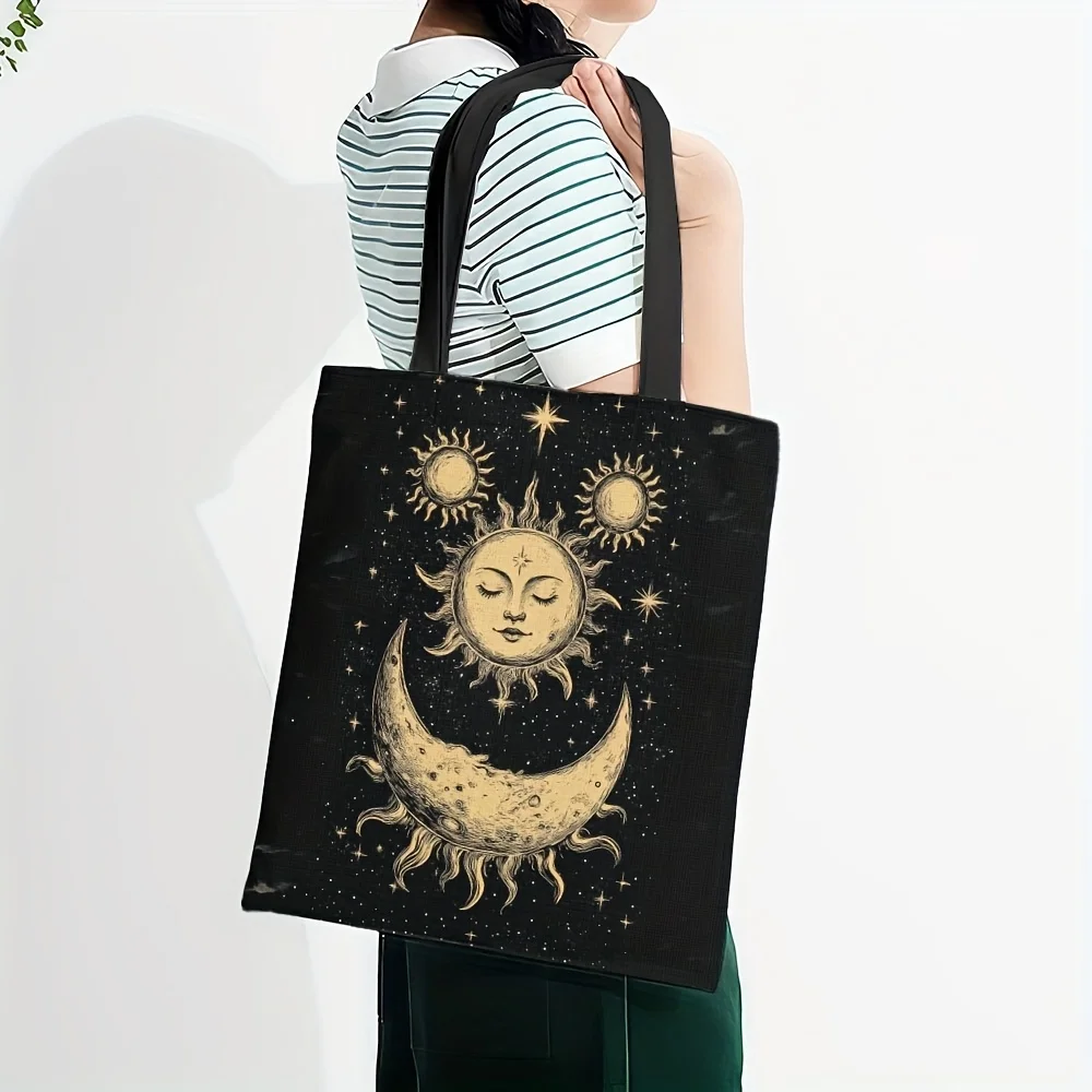 

Сумка-тоут Sun And Moon для женщин — просторная и прочная, с фиксированным ремешком, с небесным принтом