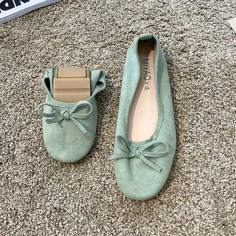 Blue Low Heel Elegant Kawaii Shoes for Women Round Toe with Bow Cute Woman Footwear Spring Fashion Chic on Offer Dress Non Slip