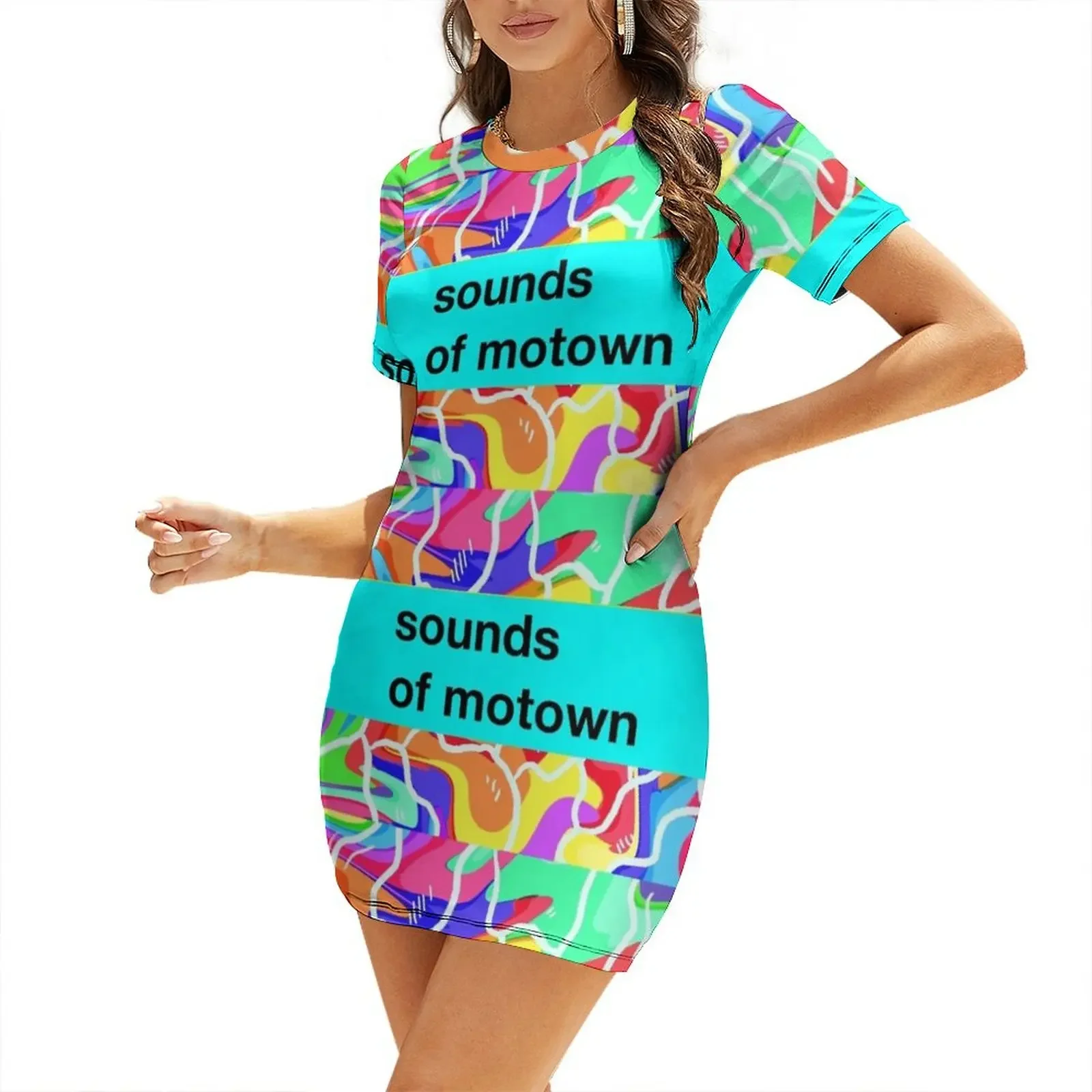 

sounds of motown Short-Sleeved Dress luxury dress women's clothing trend 2025 party dress women elegant luxury