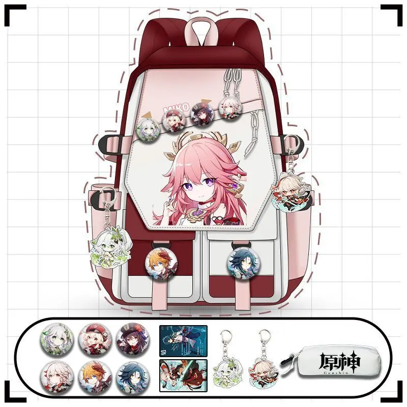 Genshin Impact Collaboration Model Junior High School Large Capacity Yae Miko Dazhao Backpack For Boys And Girls Anime