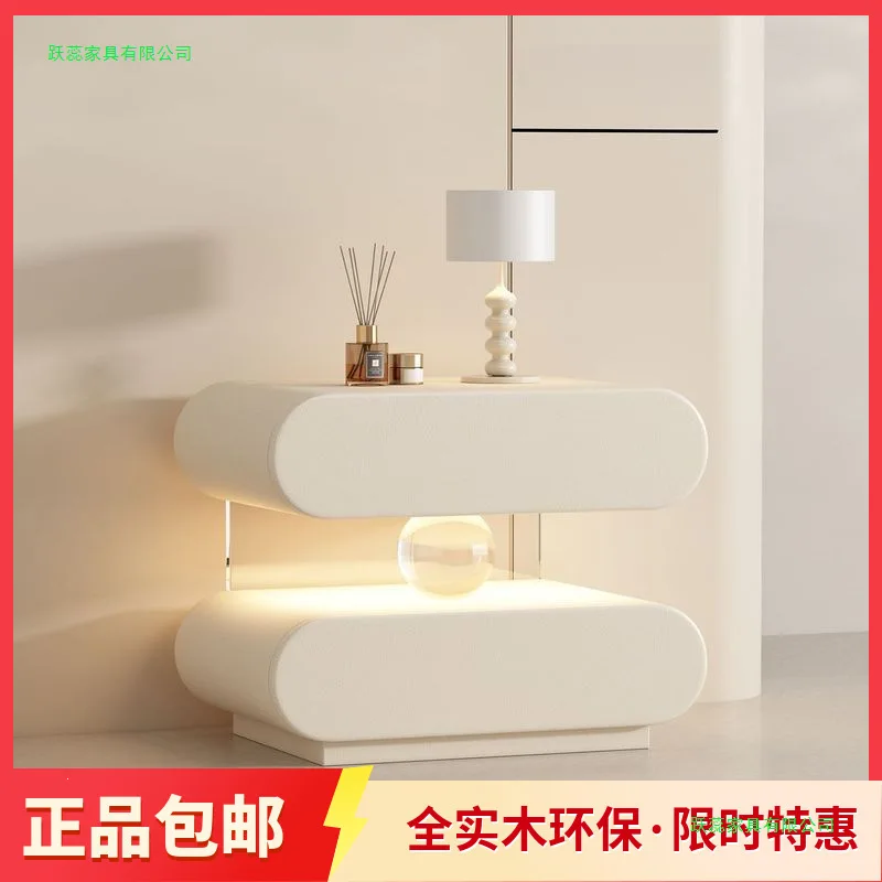 Light luxury smart installation-free sensor lamp bedside table side cabinet crystal ball bedroom storage cabinet