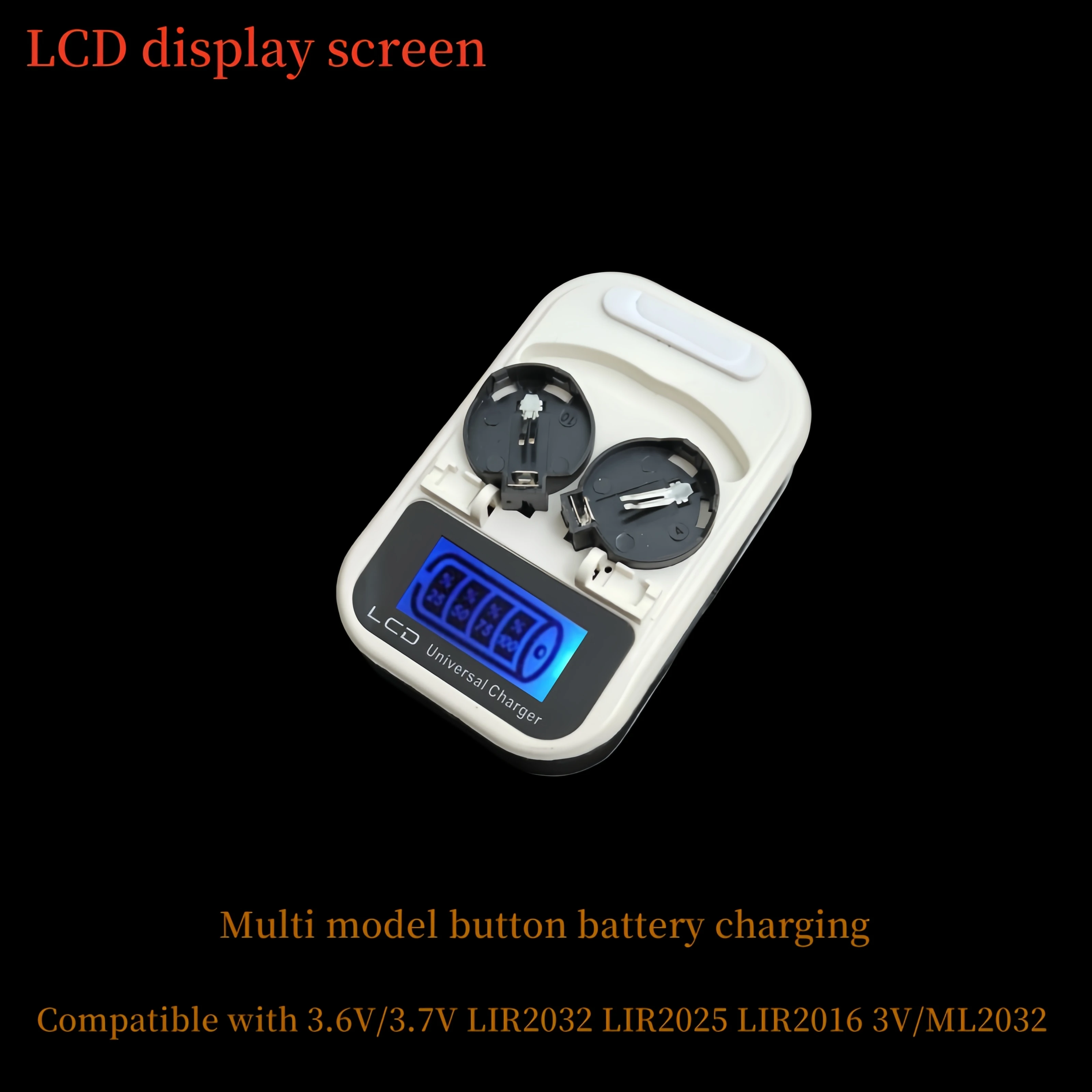 LCD display screen Multi model button battery charging Compatible with 3.6V/3.7V LIR2032 LIR2025 LIR2016 3V/ML2032