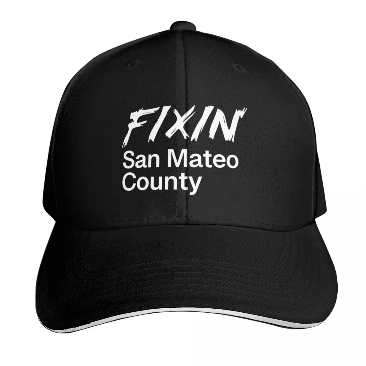 Gorra de béisbol con logotipo blanco de Fixin' San Mateo County, gorra personalizada, sombrero de fiesta negro, gorras para el sol para niñas y hombres