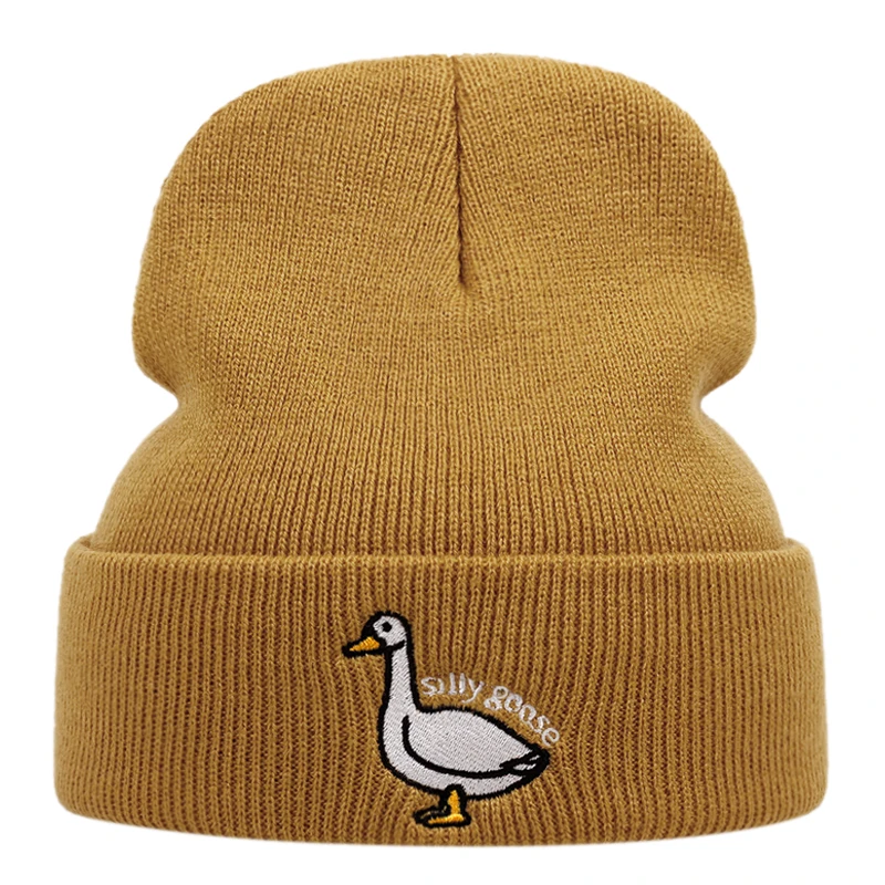 Silly goose embroidery Knit Hat winter keep Warm beanie men women Outdoor casual hip hop hat