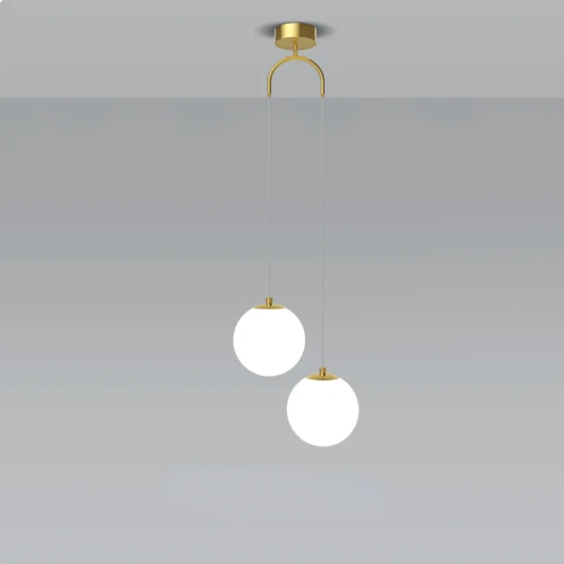 

Подвесной светильник с двумя плафонами для спальни, прикроватной зоны, ванной комнаты, декоративная лампа для отеля, современная светодиодная люстра со стеклянными шарами
