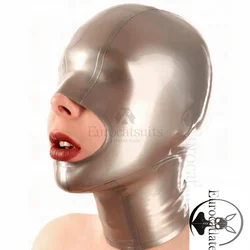 Latex Mask with Transparent Clear Face Rubber Headwear Hood RedLatex mask blindfold - for 2 hairpieces