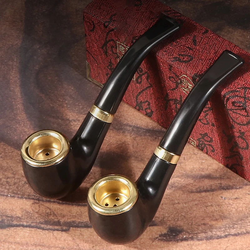 1PC Mini Portable Boss Small Pipe Resin Bend Simple Novice Practice Pipe Red And Black