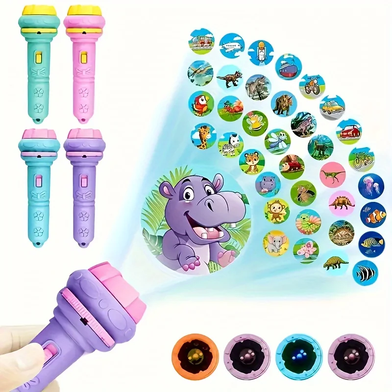 hot selling 1pc Fun Projection Flashlight: Stimulate Imagination with 32 Patterns And 4 Cards - Suitable for Ages 3-12 children