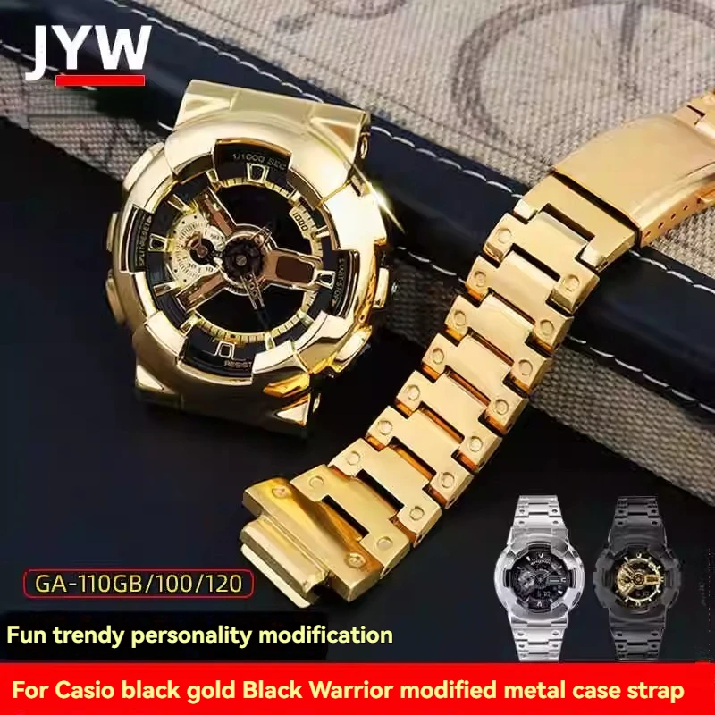 For Casio G-SHOCK Gold Black Warrior GA-110 GA-110GB/100/120/140 Solid Stainless Steel Case Strap GA110 GA120 Metal Watchband - Image 2