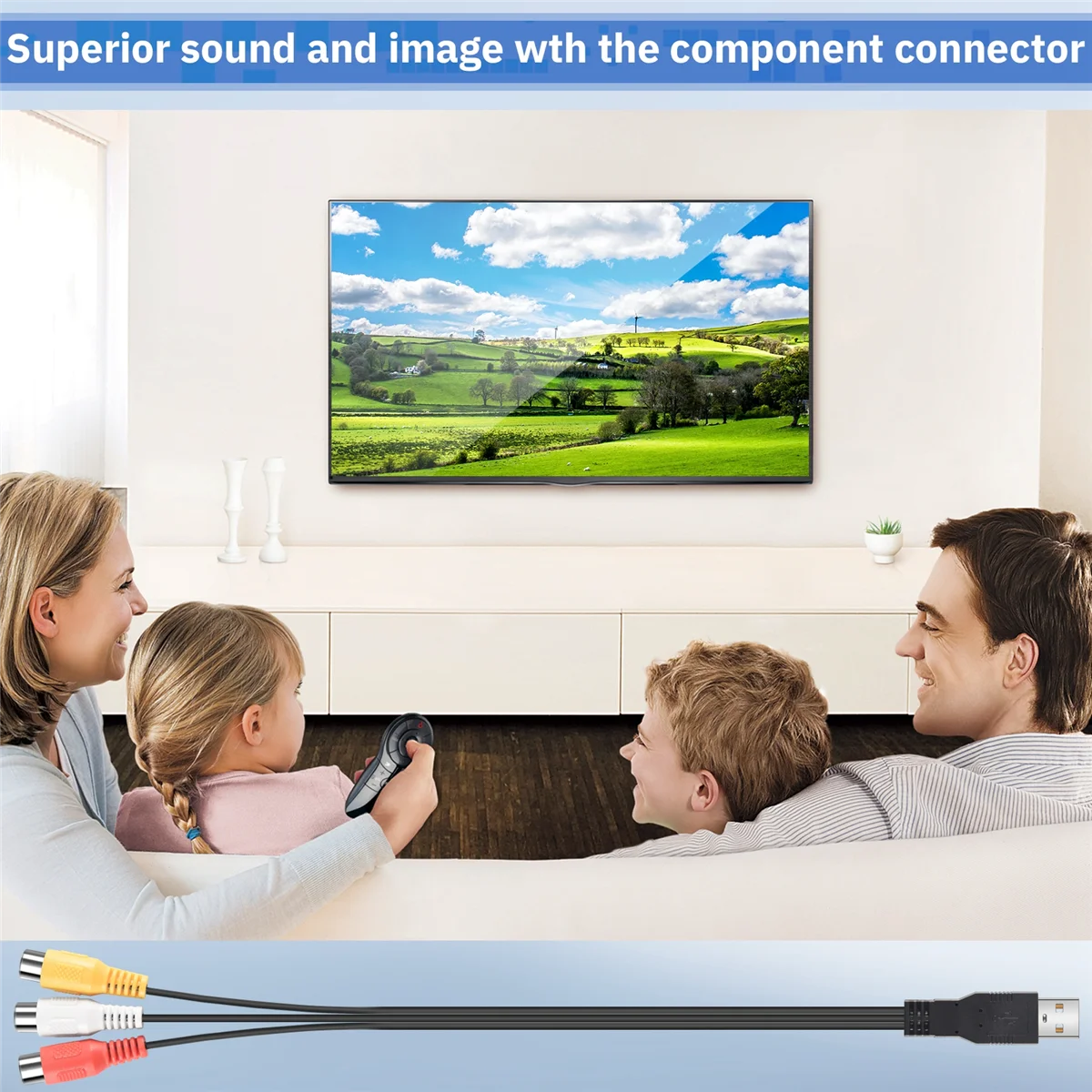 1Pc Usb Male Plug To 3 Rca Female Adapter Audio Converter Video Av A/V Cable Usb To Rca Cable For Hdtv Tv Television Wire Cord