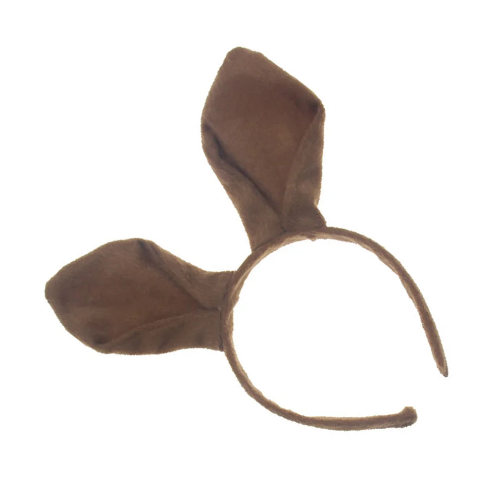 4pcs Plush Kangaroo Ear Headbands Cosplay Costume Headbands Halloween Party Supplies (Brown) Plush Headband