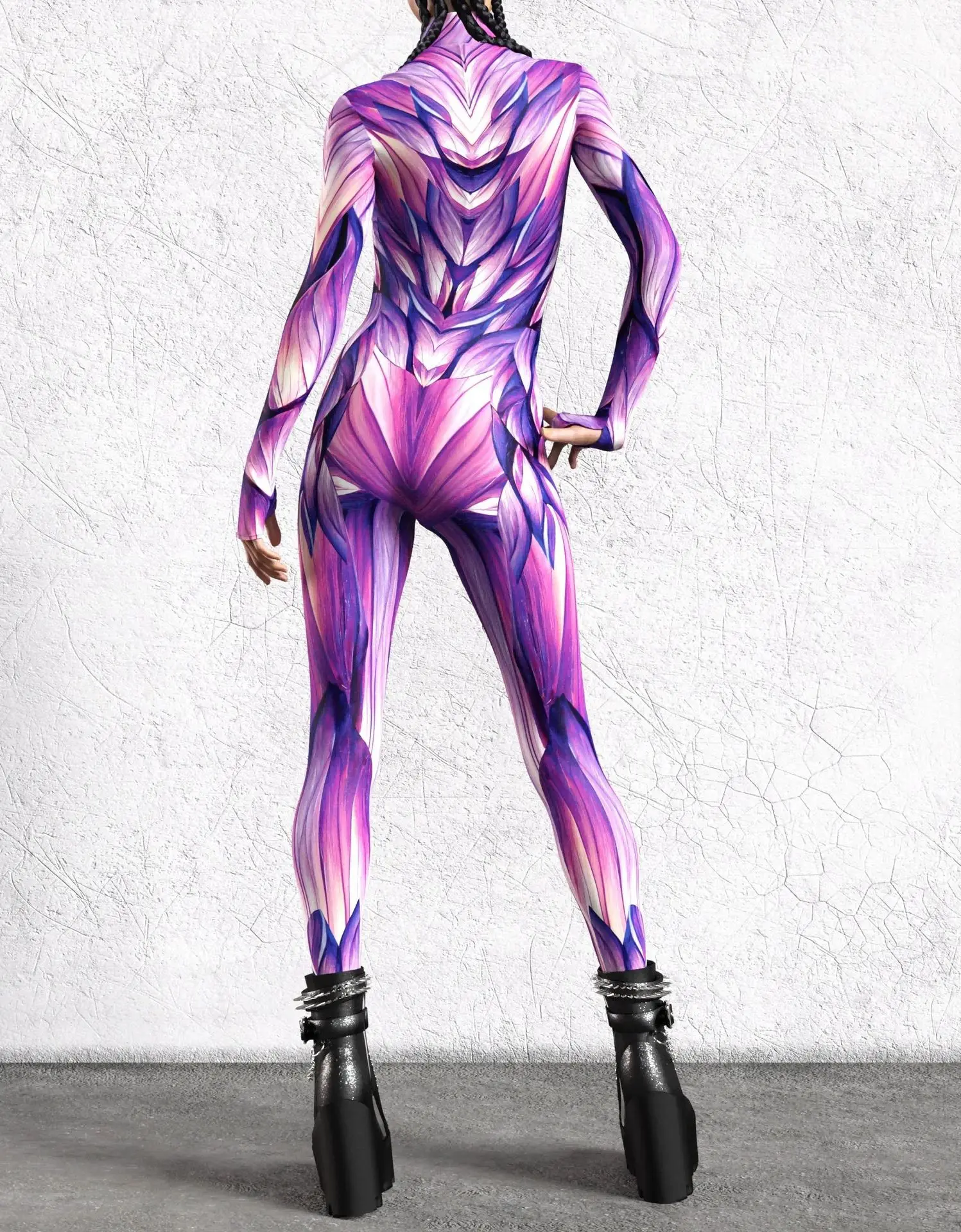 Damen Cyber 3D-Druck Festtags-Party Punk Jumpsuit Onesie Halloween Cosplay Kostüm Bodysuit Performance Steampunk Romper – Detail 19