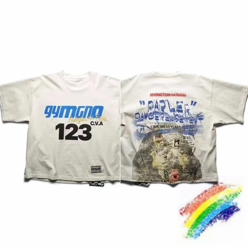 

24ss RRR123 Speak Dangerous Words T-shirt Men Women 1:1 High Quality Tee Vintage RRR 123 Tops Short Sleeve T Shirt