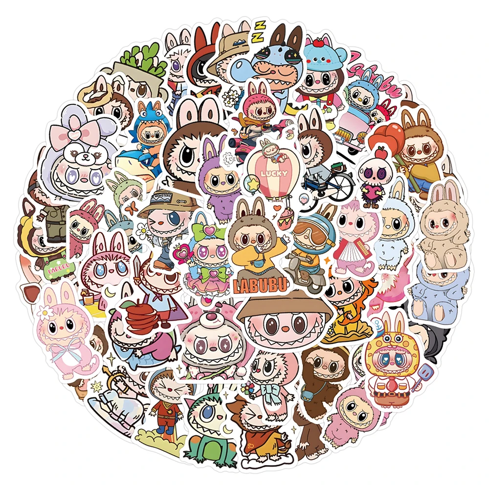 

10/30/50/100pcs Cute Labubu Stickers Kawaii Girls Cartoon Decals DIY Stationery Diary Laptop Waterproof Anime DIY Sticker Toys