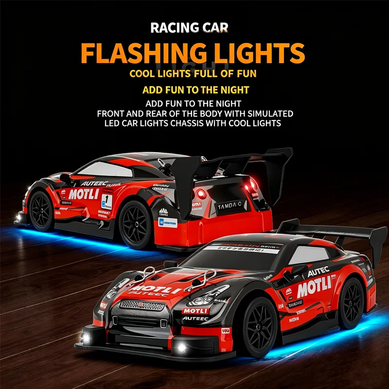 2.4G Remote Control Racing Car 1:24 Scale 4WD High Speed Drift RC Car 20KM/H Replaceable Tires Electric Hobby Toy for Boys Gifts