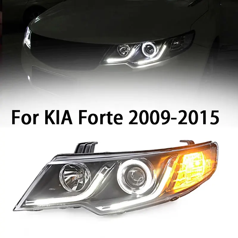 

Автомобильная передняя фара для Kia Forte светодиодный фара 2009-2015 фары Kia Forte DRL сигнал поворота Дальний свет ангельский глаз проектор