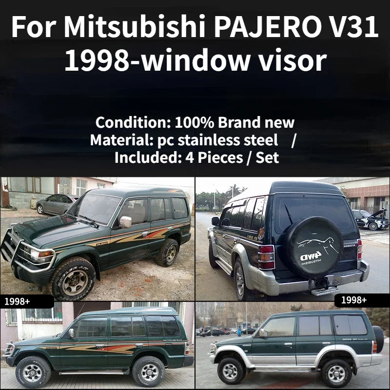 Visera de puerta para Mitsubishi PAJERO V31 1998-2022, accesorios para ventana, protector meteorológico, visera de puerta, parasoles de ventilación