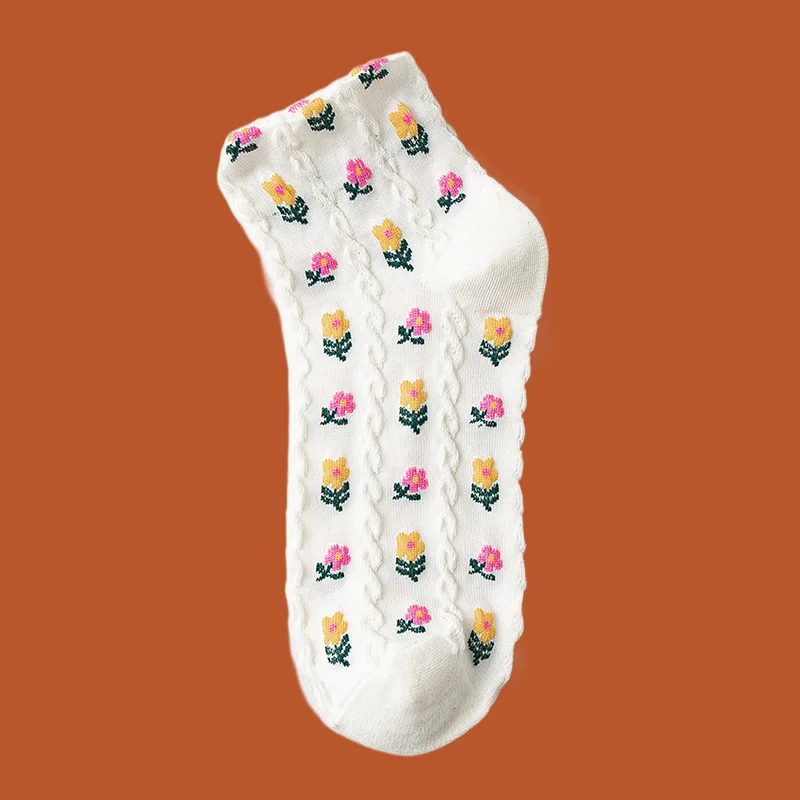 5/10 Pairs Sweet Small Floral Girls Cotton Socks College Style Short Tube 2024 Women's Student Socks Spring and Summer Socks