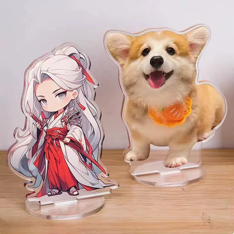 Personalized Custom Acrylic Standee 1 Piece Upload Your Picture Chibi Cartoon Character Pet Portrait Acrylic Stand Home Desk Dec