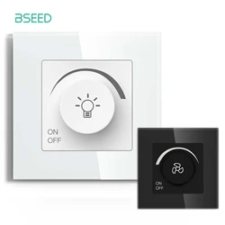 BSEED Light Dimmer Switch Rotary Knob Switch for Light Dimming Glass Frame Panel Fan Speed Control Switch LED Dimmable Switch