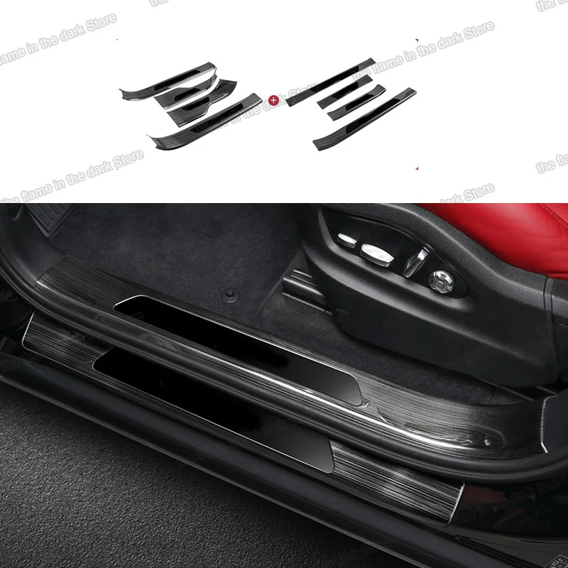 Stainless Steel Car Door Sill Cover Threshold Trims for Porsche Cayenne 2018 2019 2020 Accessories Auto panel 2021 2022 2023