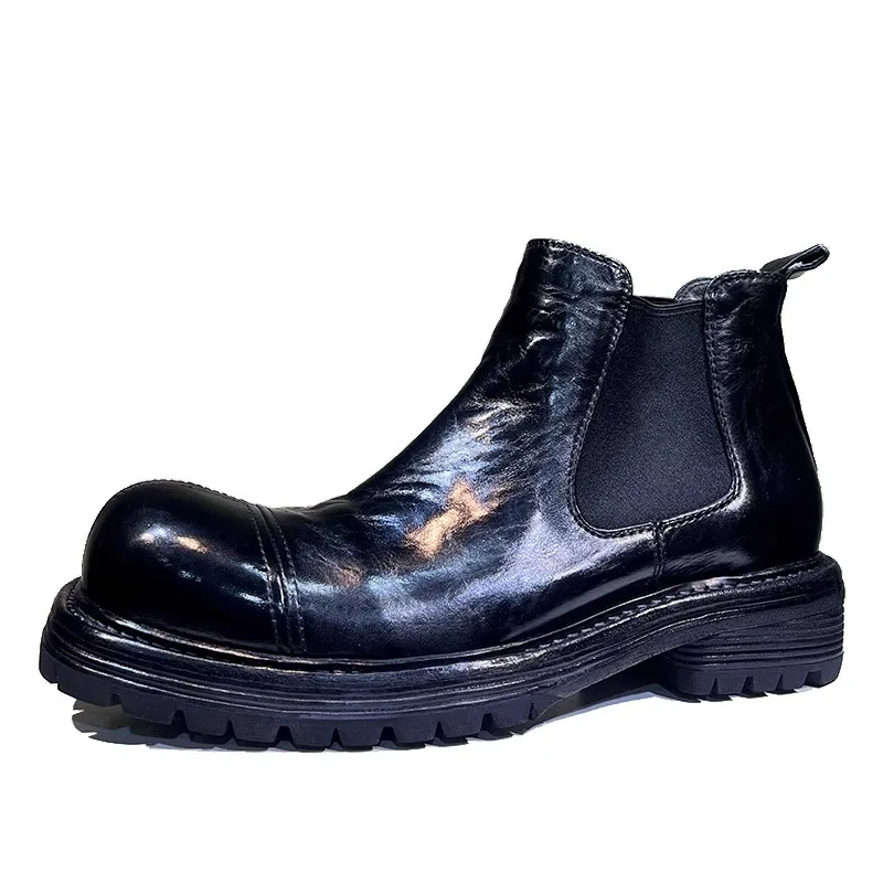 

Men's Boots Genuine Leather Casual Business Formal Oxford Chelsea Boots Male High Quality Thick Sole Outdoor Motorcycle Boots