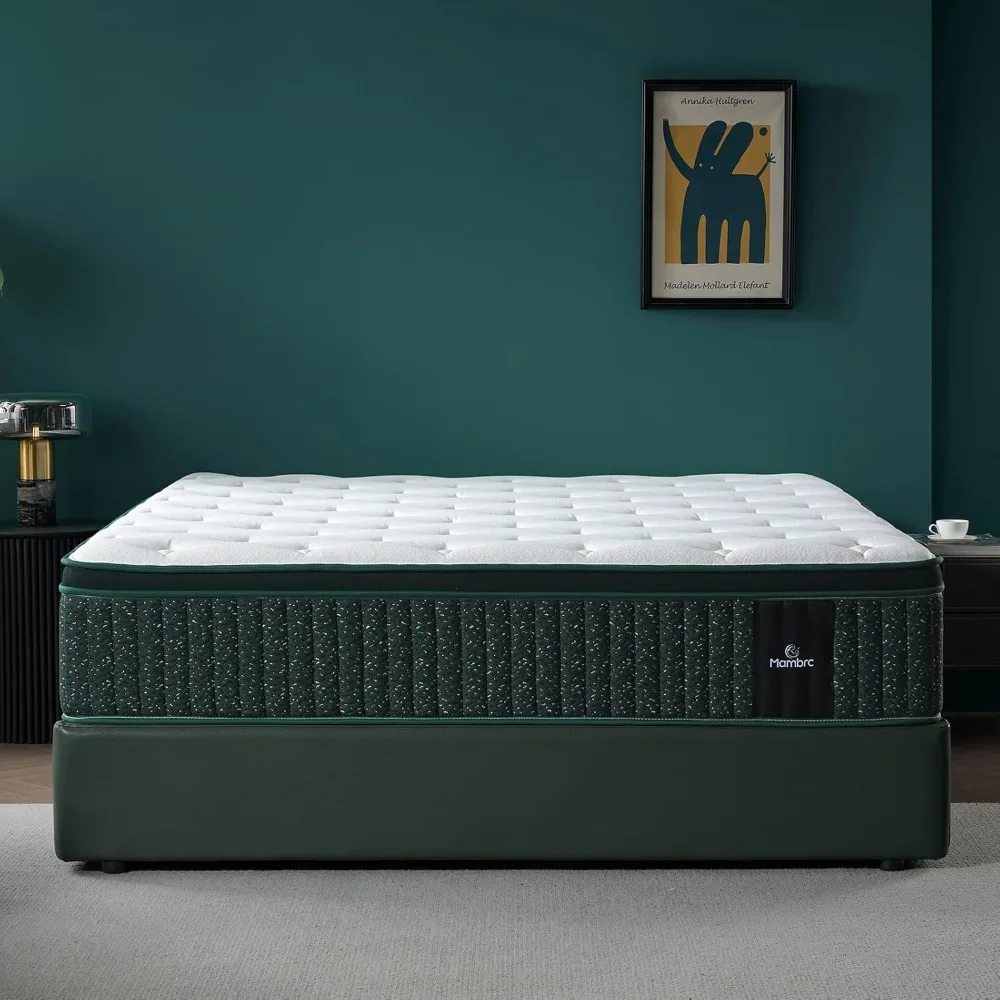 

14 Inch Queen Size Hybrid Mattress in a Box – Medium Firm Memory Foam & Pocket Coils – Cooling Comfort, Motion Isolation & Press