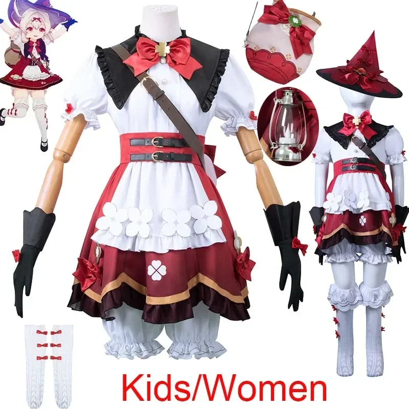 

Genshin Impact Witch Klee Sorceress Cosplay Costume Klee New Outfits Wig Hat Bag Klee Suit Halloween Comic Con for Kids/Women