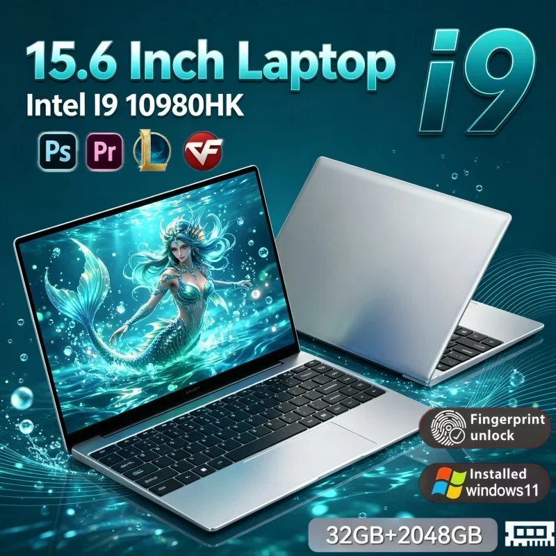15.6 Inch Notebook Computer Intel I9 10980HK 32GB RAM 2TB SSD Win11 Portable Laptop For Office Work And Entertainment