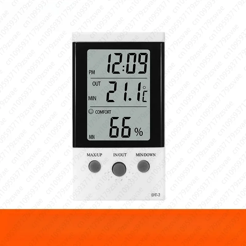 DT-2 Temperature and Humidity Meter Digital Digital Display Electronic Temperature High Precision Probe Time Alarm Clock