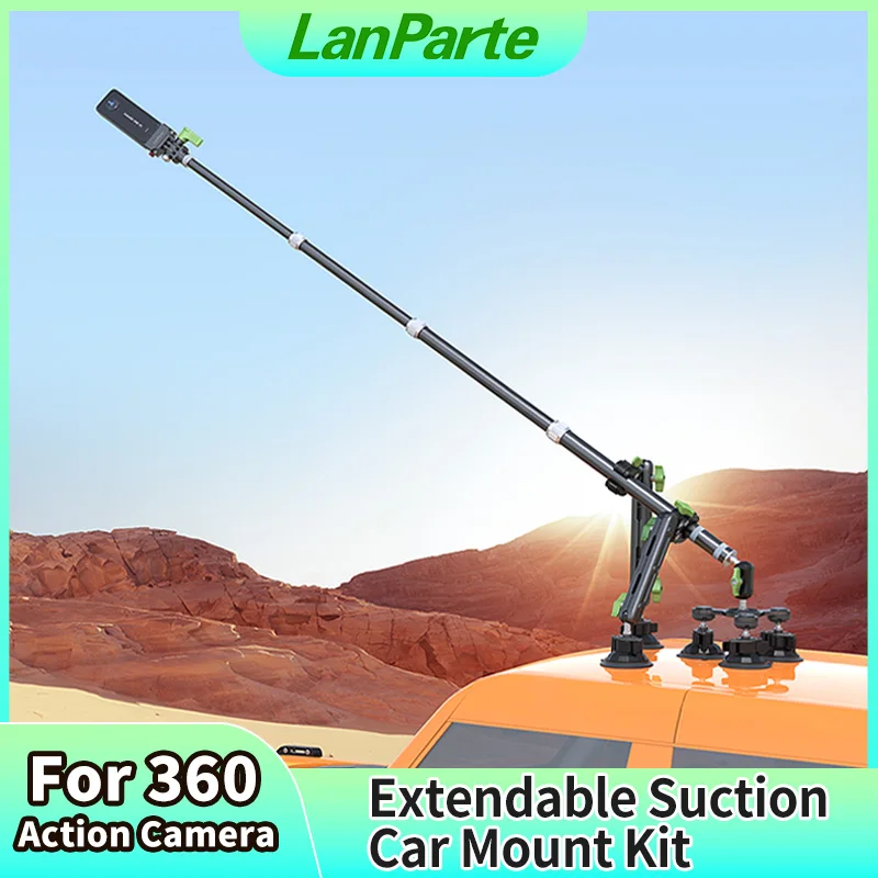 360 Degree Action Camera Holder Extended Invisible Selfie Stick With Triple Suction Cup Mount Off-Road Car Mount For Insta360