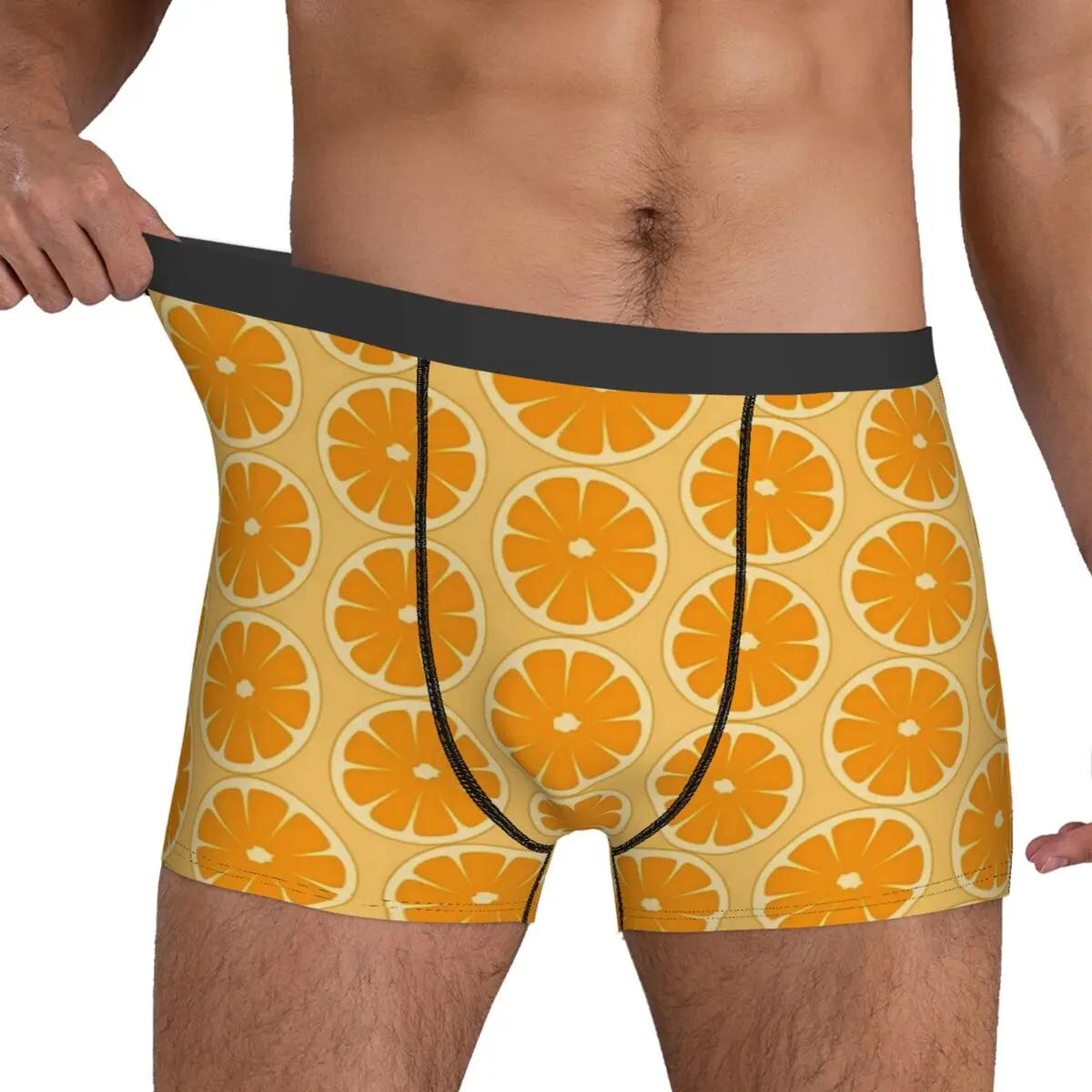 

Oranges Slices Underwear Fruits Print Males Underpants Design Classic Boxershorts Hot Shorts Briefs Big Size 2XL