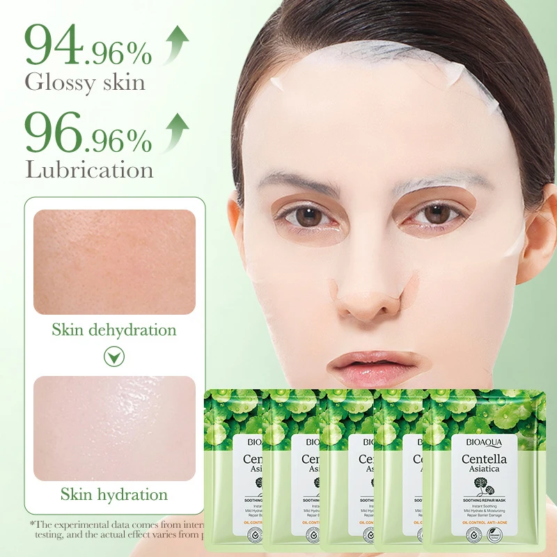 Centella Asiatica Skincare Face Mask Acne Treatment Oil Control Shrink Pores Fade Fine Lines Nourishing Brightening Moisturizing